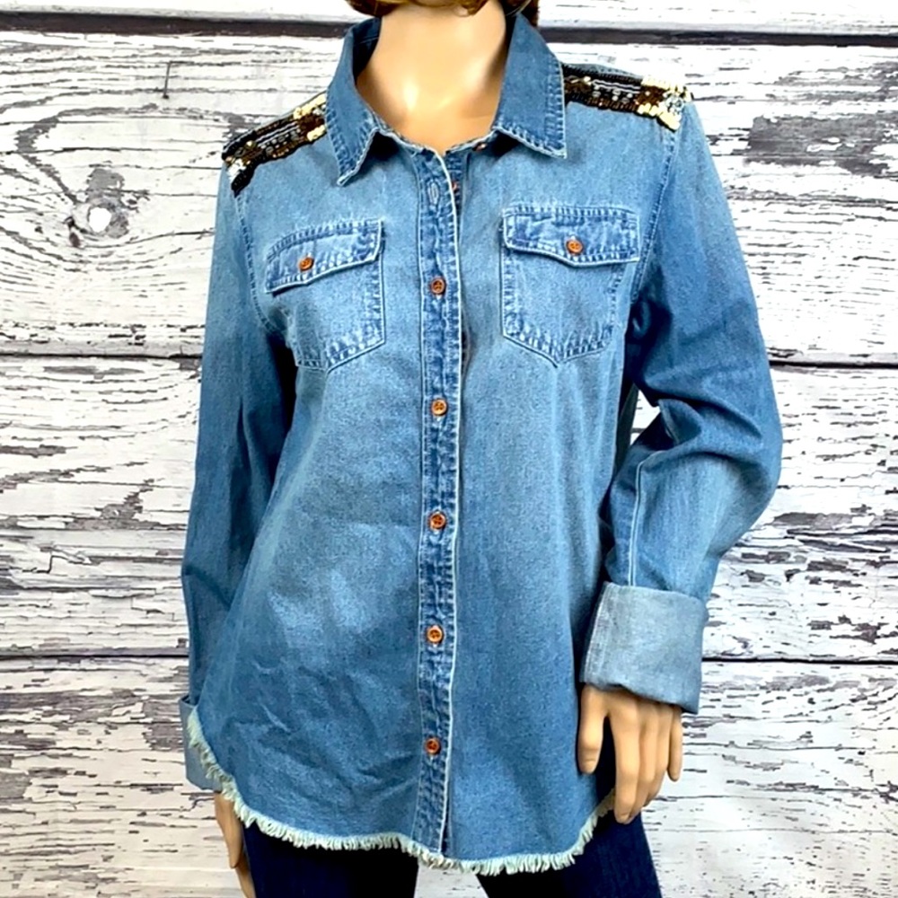 🌀MISS ME EMBELLISHED DENIM SHIRT🌀